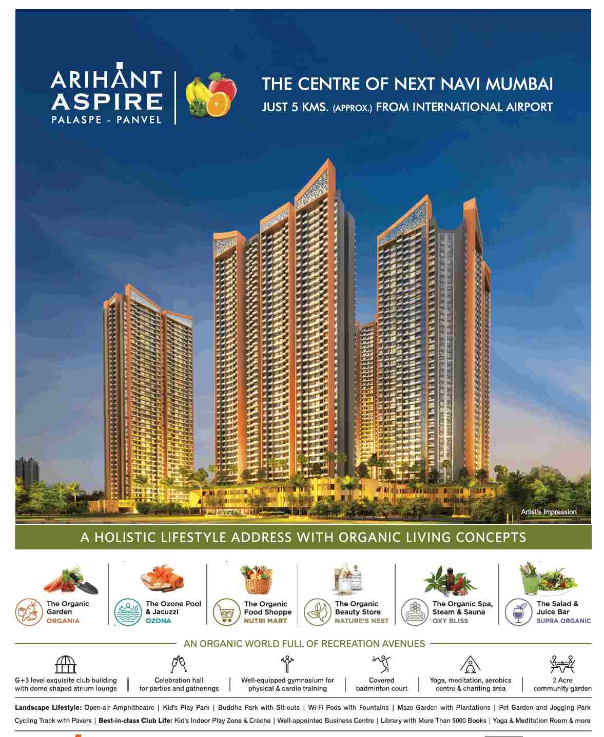 Reside in a holistic lifestyle address with organic living concepts at Arihant Aspire in Navi Mumbai Update